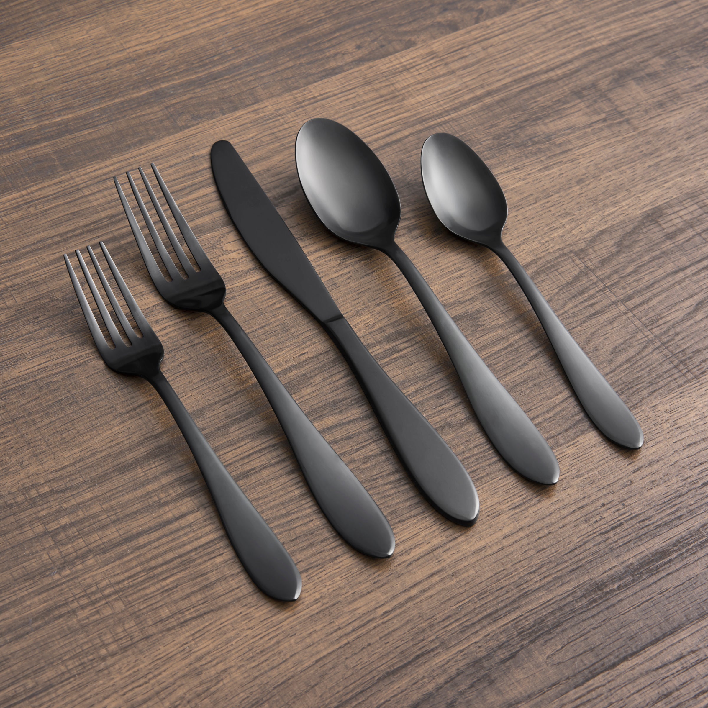 Delia Black Satin 20 Piece Flatware Set