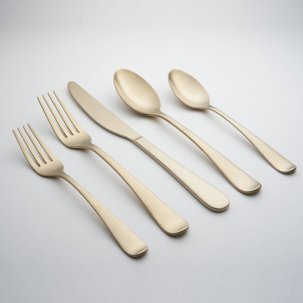 Rhiannon Champagne Satin 20 Piece Flatware Set