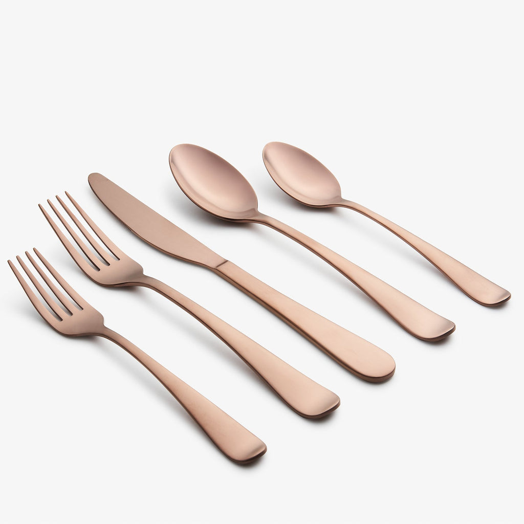 Rhiannon Copper Satin 20 Piece Flatware Set