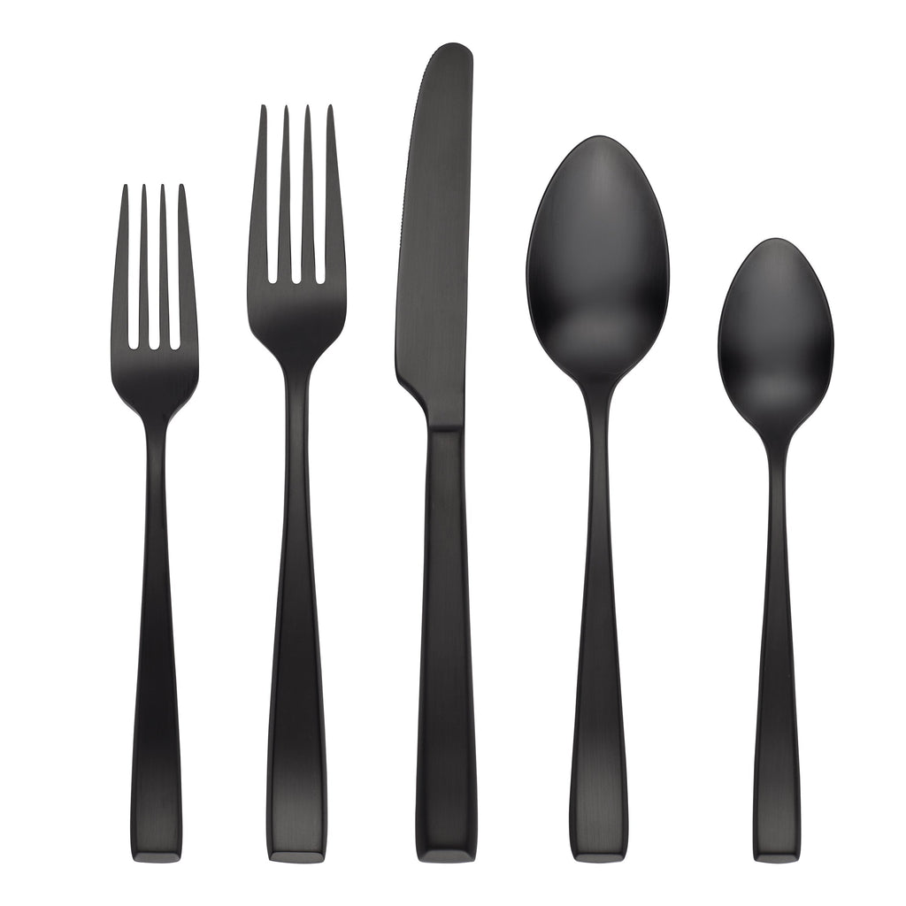Samira Black Satin 20 Piece Flatware Set