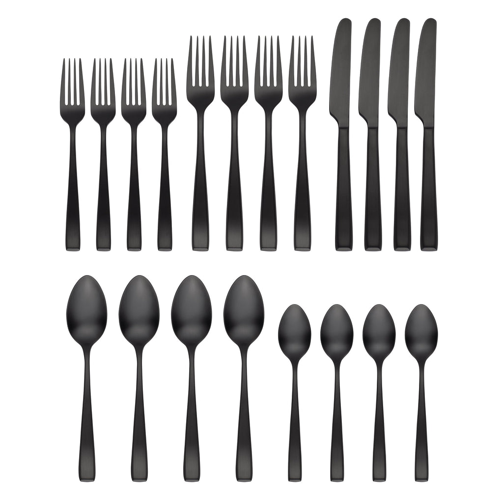 Samira Black Satin 20 Piece Flatware Set
