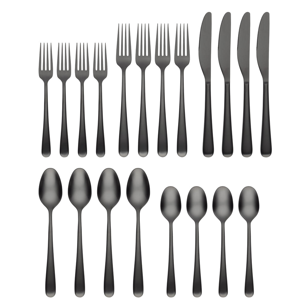 Rafael Black Satin 20 Piece Flatware Set