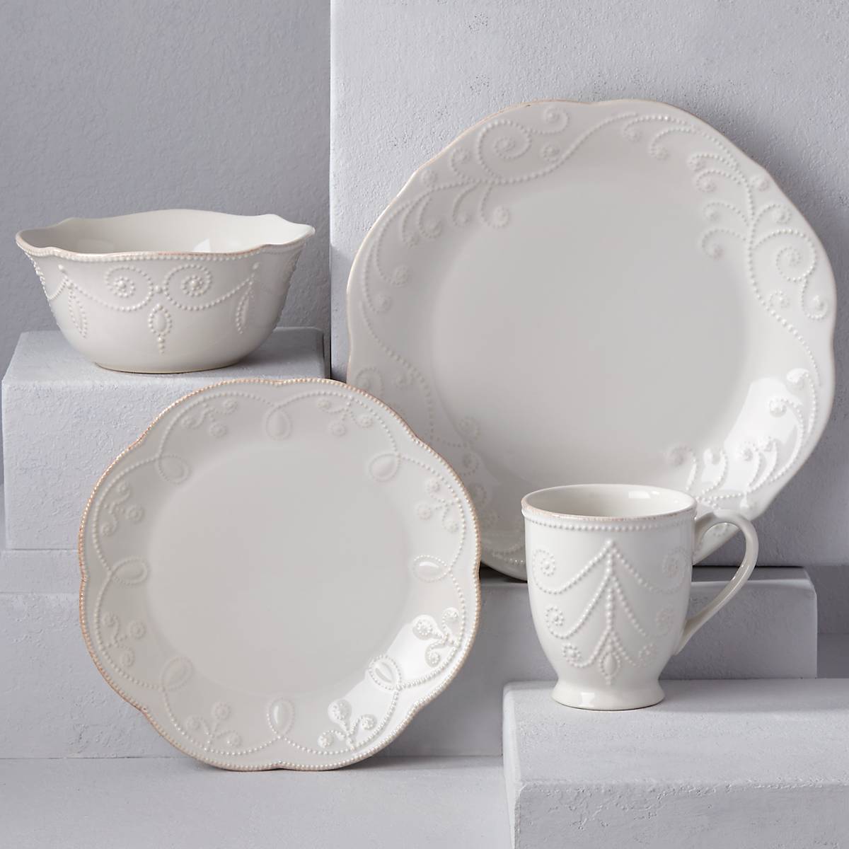 French Perle White 4-Piece Place Setting