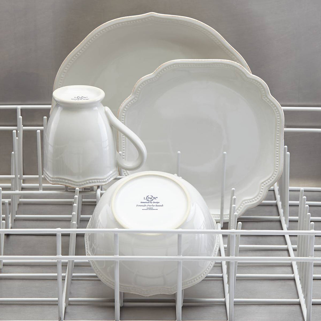 French Perle Bead White 4 Piece Place Setting