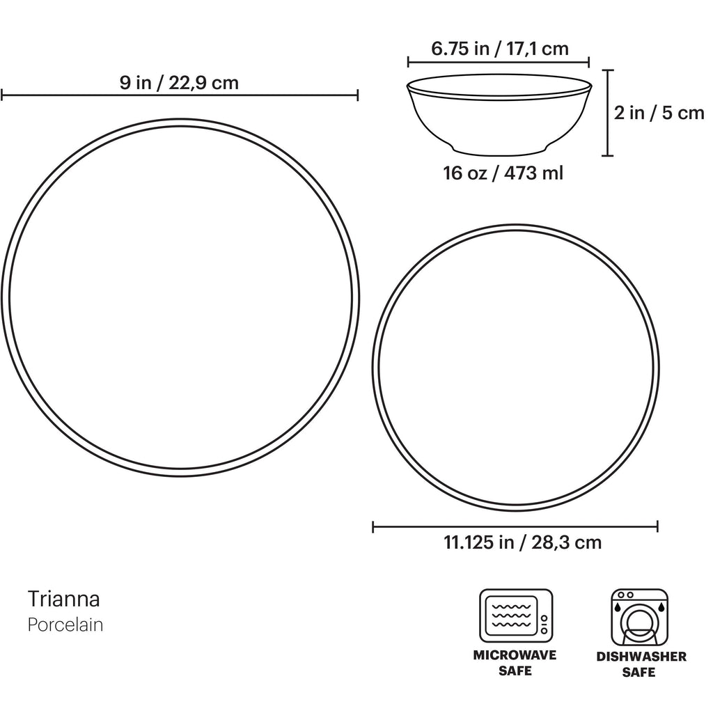 Trianna White 12-Piece Dinnerware Set