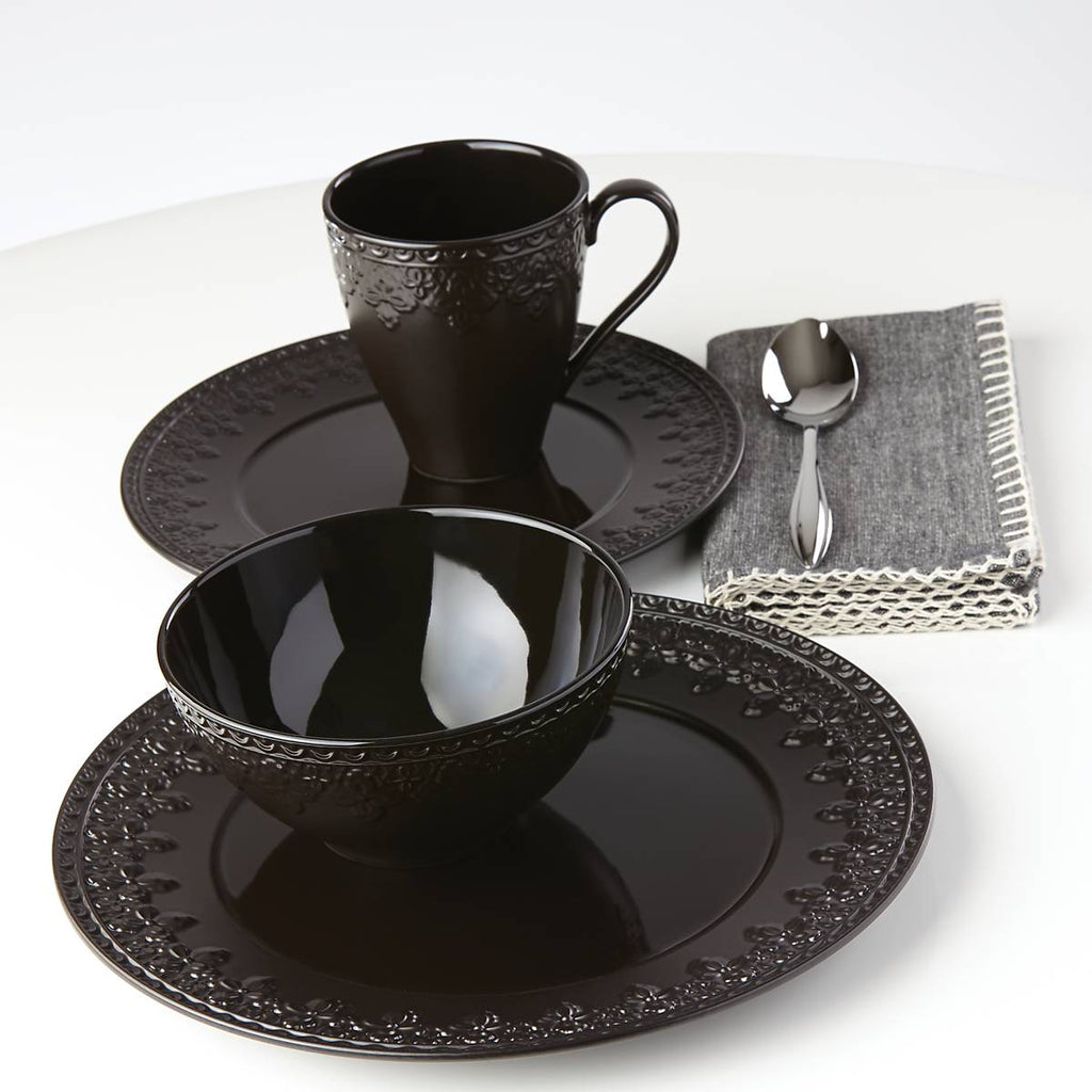 Chelse Muse Fleur Black All-Purpose Bowls - Set of 4
