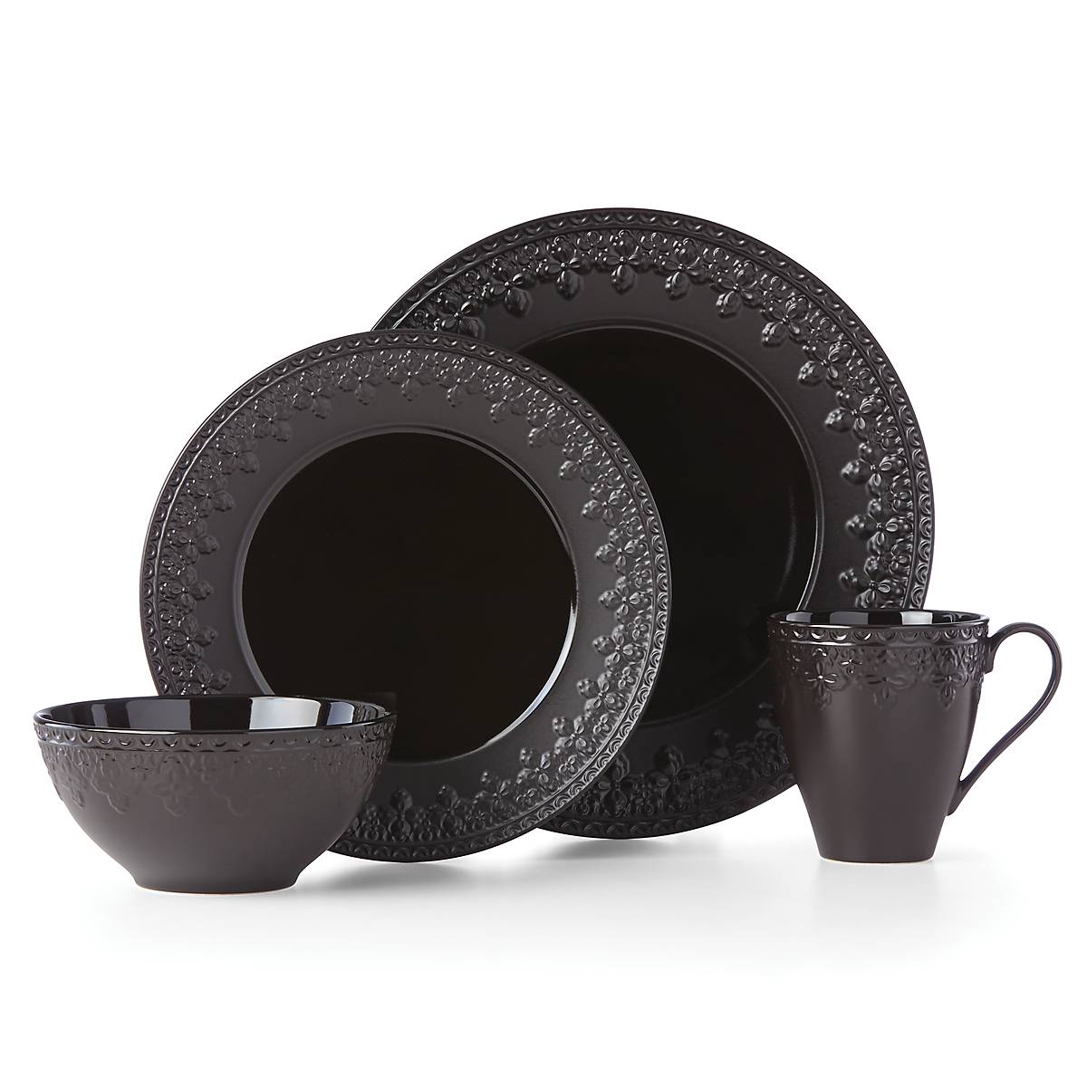 Chelse Muse Fleur Black All-Purpose Bowls - Set of 4