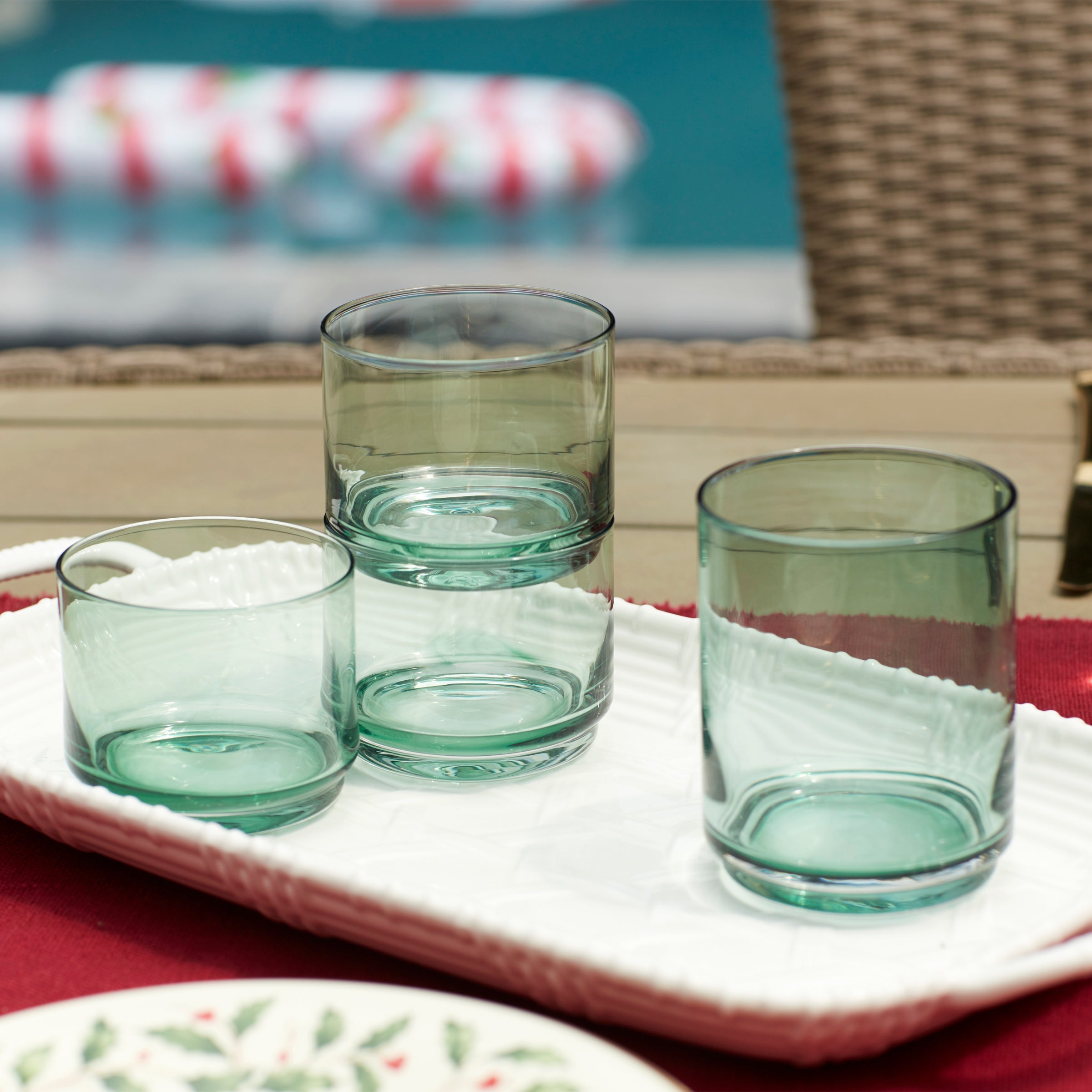 Tuscany Classics Stackable Green Tall Glasses - Set Of 4