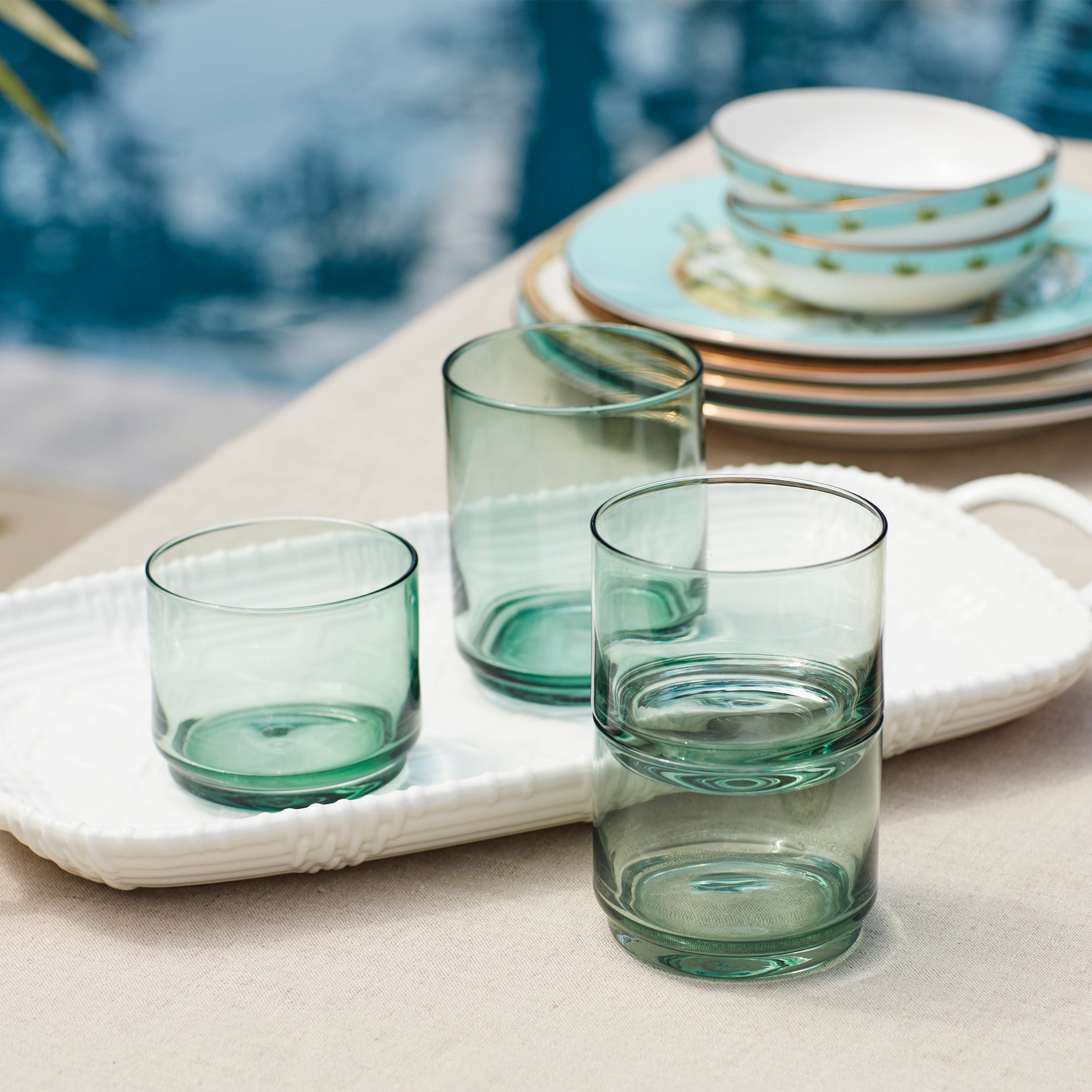 Tuscany Classics Stackable Green Short Glasses - Set Of 4