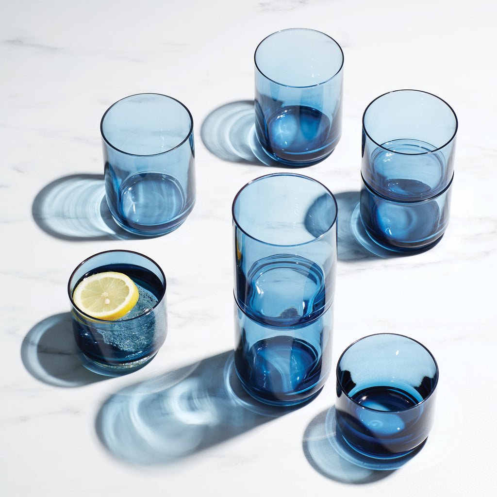 Tuscany Classics Stackable Blue Short Glasses - Set Of 4