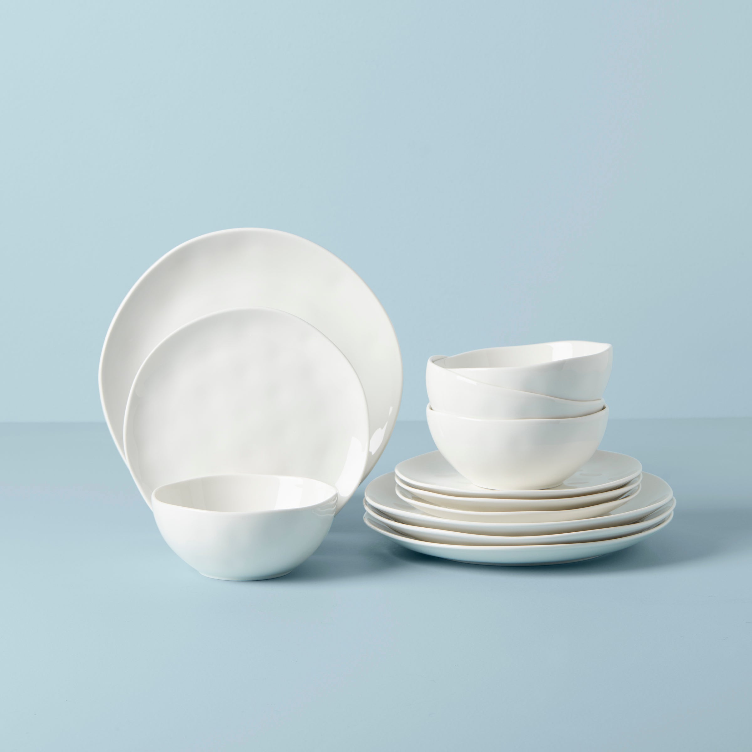 "Bay Colors 12-Piece Dinnerware Set, White"