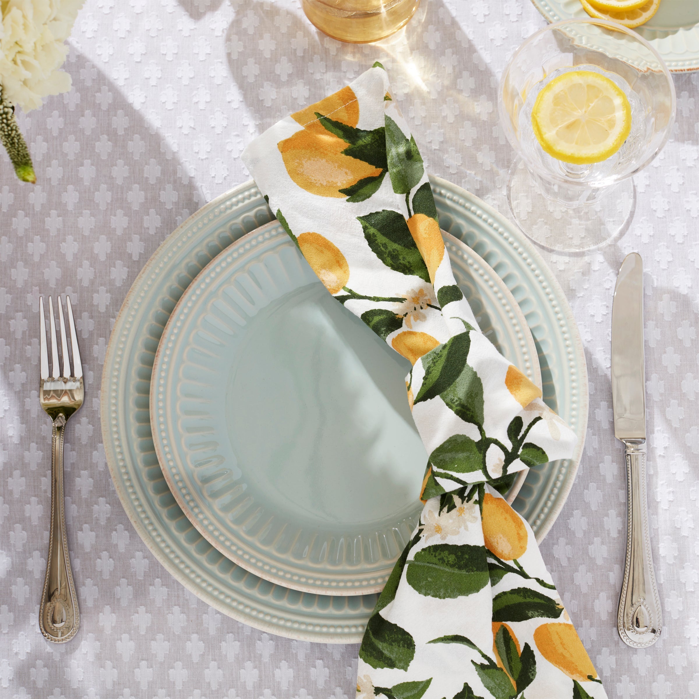 French Perle Groove Ice Blue 4-Piece Place Setting