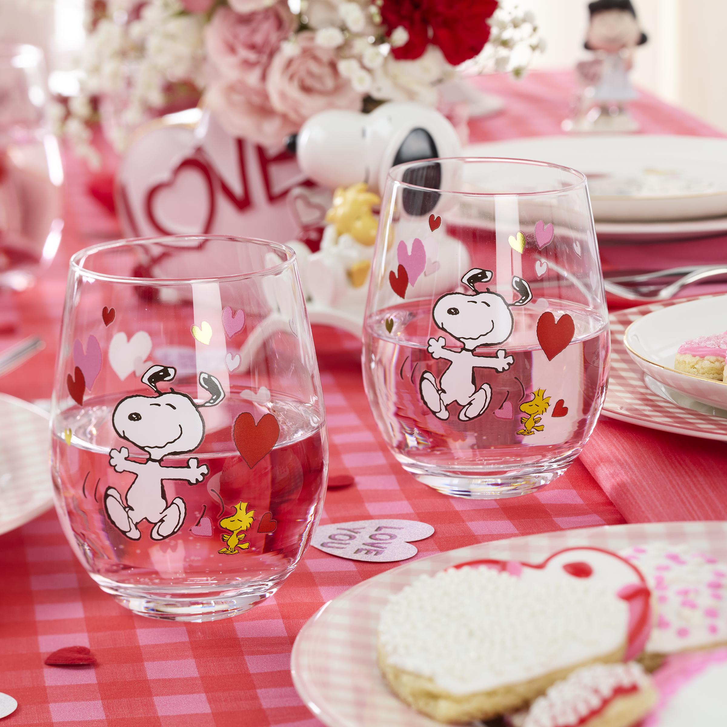 Snoopy Valentine's Day Tumblers - Set Of 4