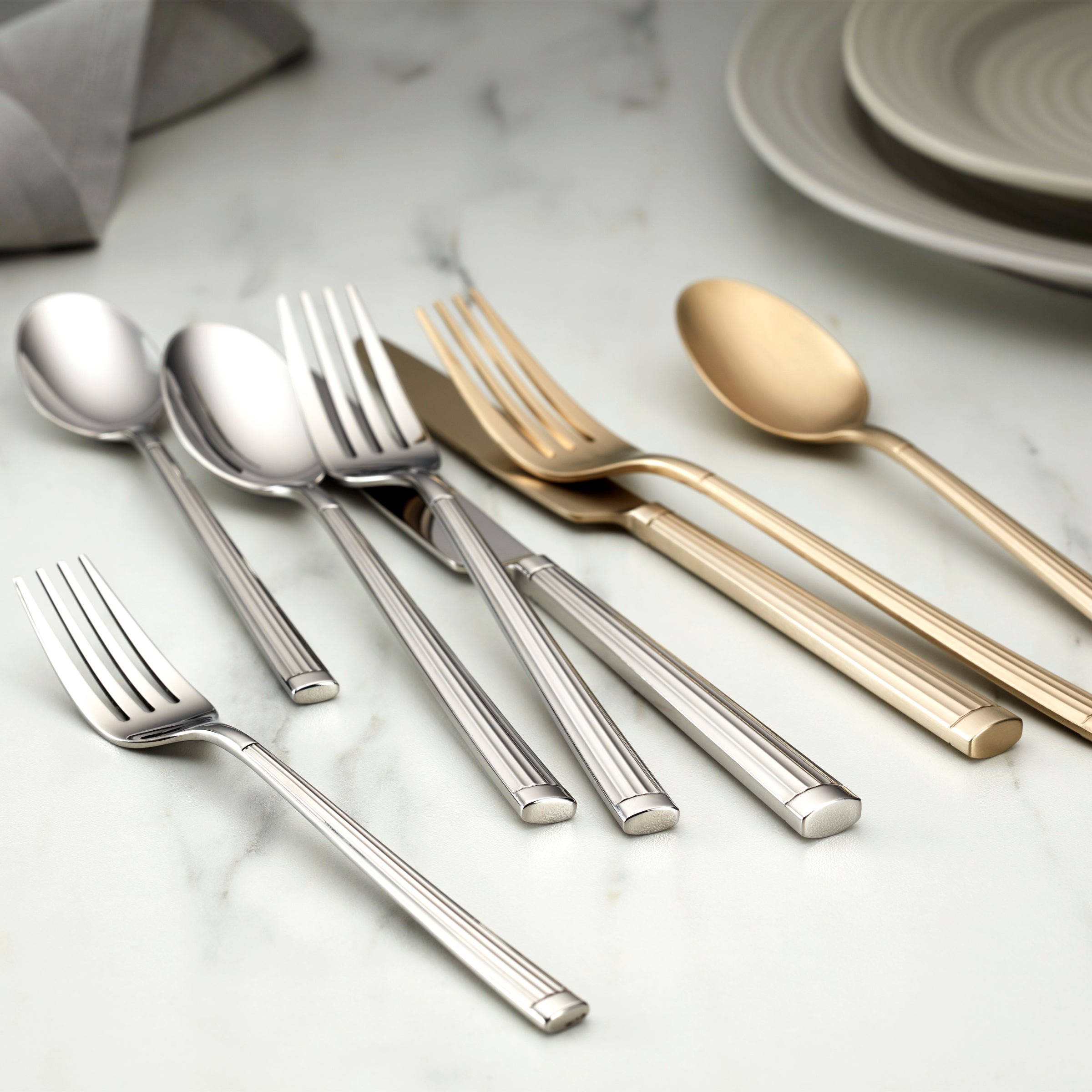 Robyn Champagne Mist Satin 20 Piece Flatware Set