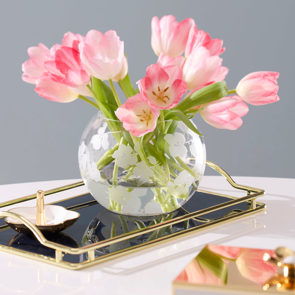 Spring Pansies Glass Petite Rose Bowl