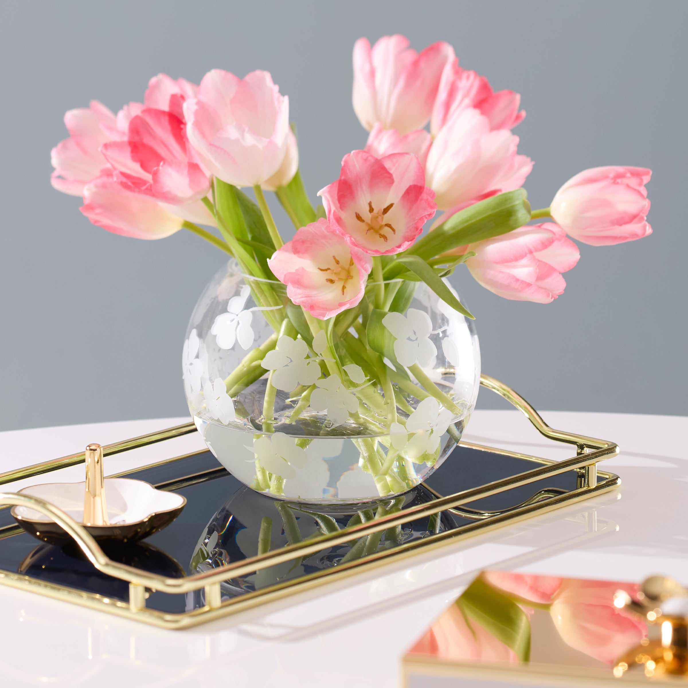 Spring Pansies Glass Petite Rose Bowl