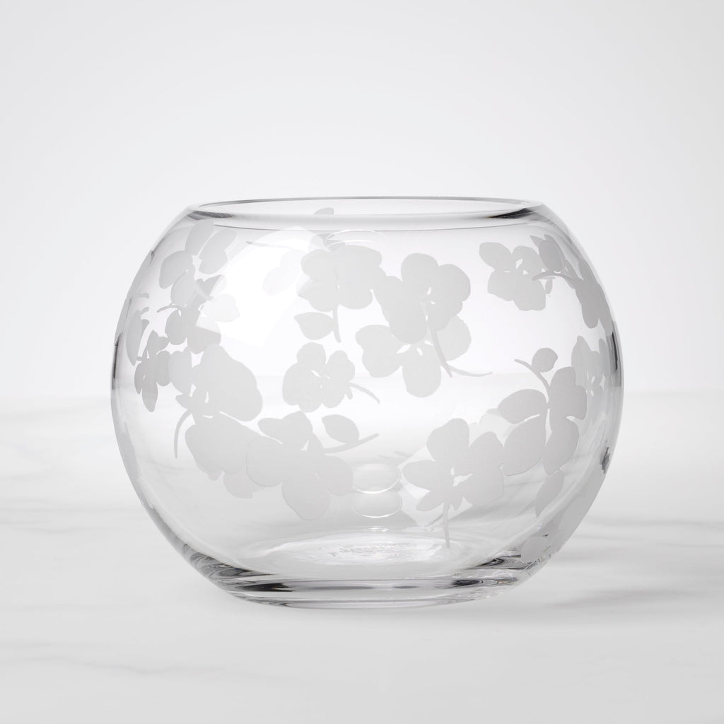 Spring Pansies Glass Petite Rose Bowl