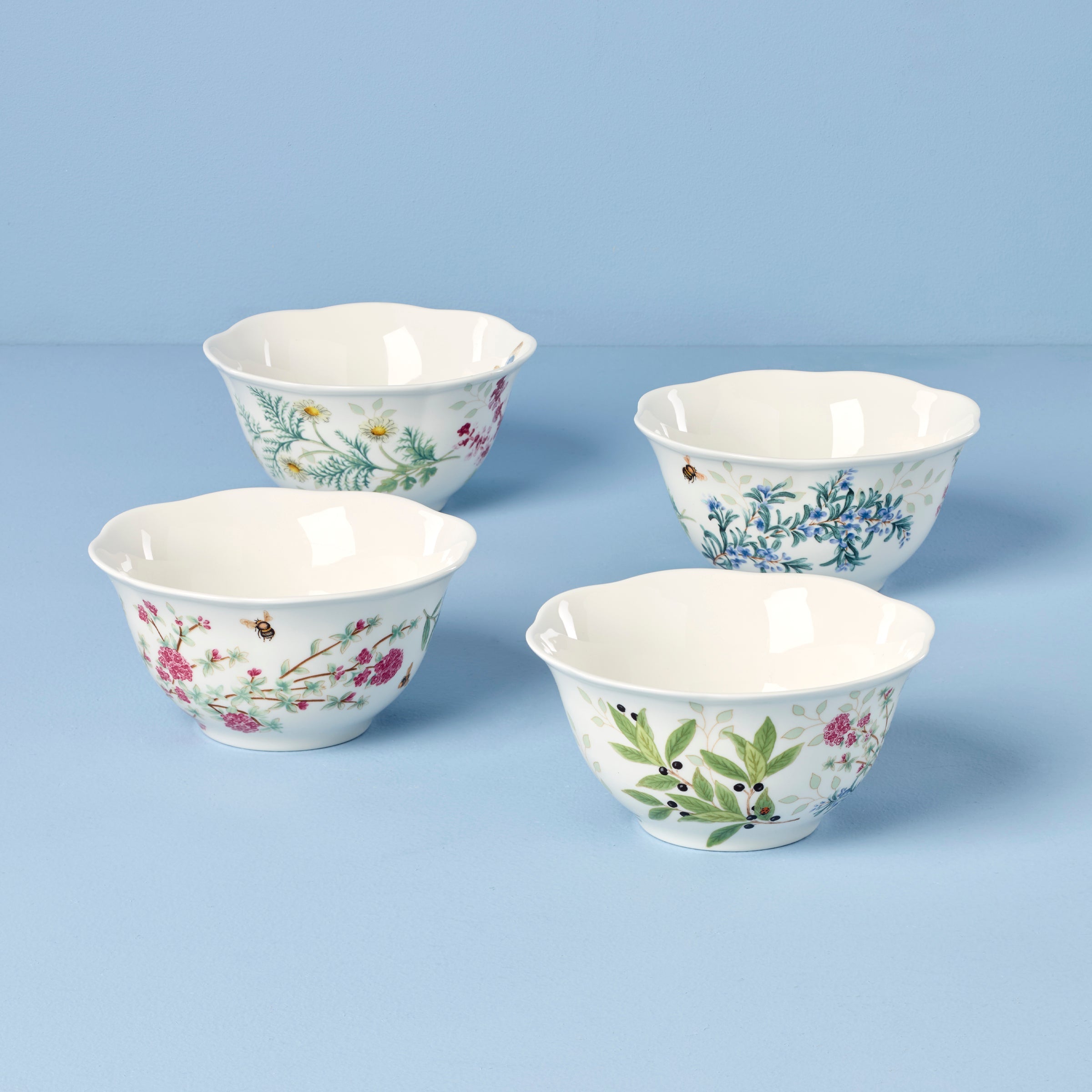 Butterfly Meadow Herbs Rice Bowls - Set of 4