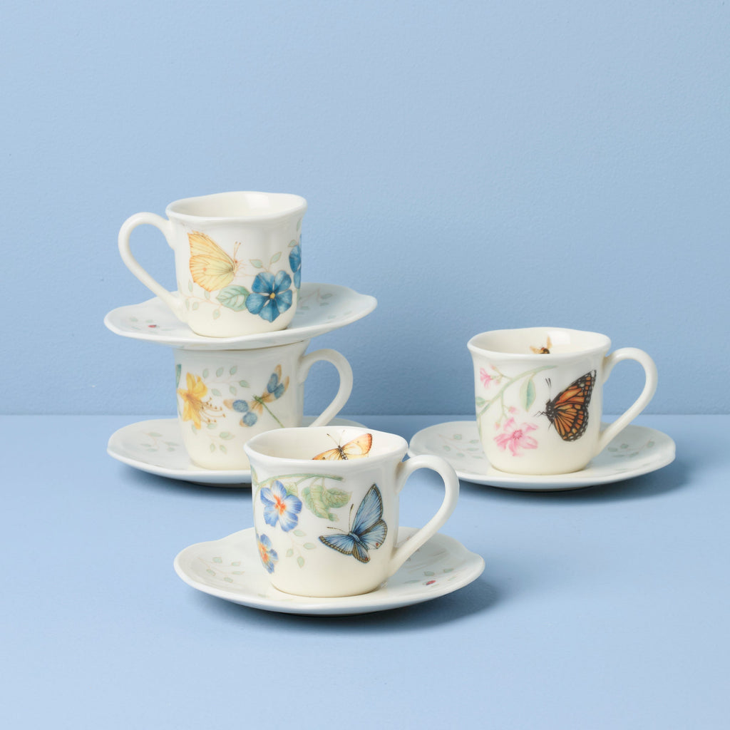 Butterfly Meadow Espresso Cup & Saucers - Set of 4