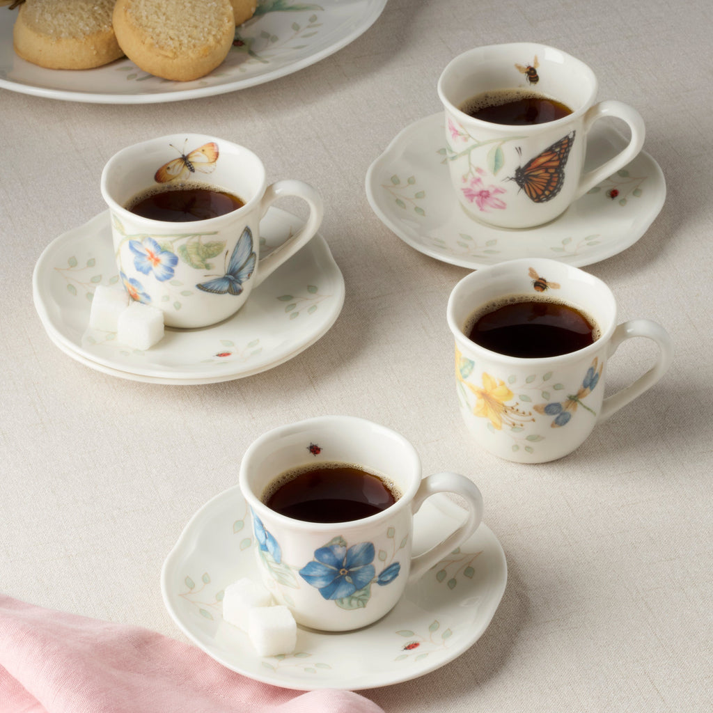 Butterfly Meadow Espresso Cup & Saucers - Set of 4