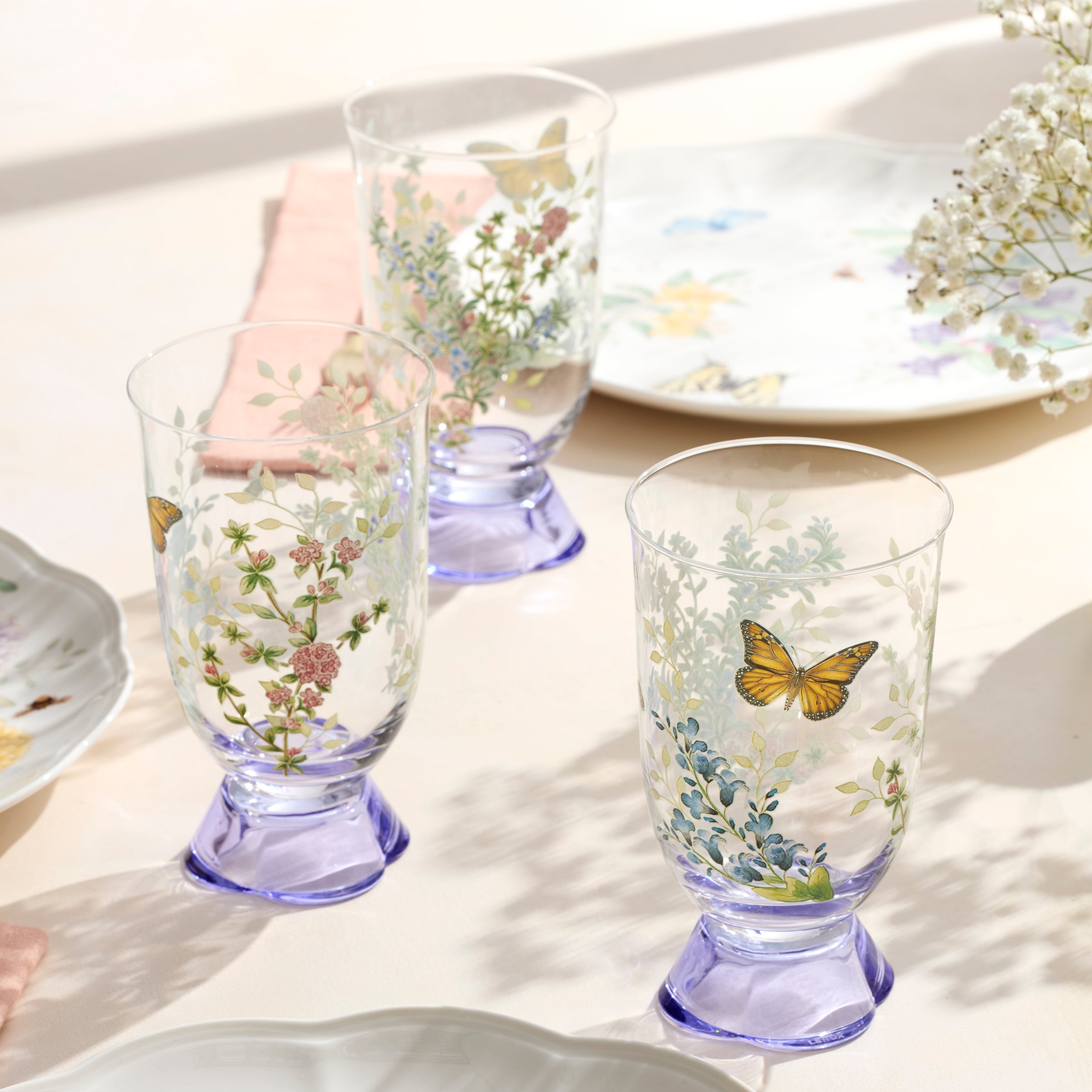 Butterfly Meadow Herbs Tall Tumblers - Set Of 4