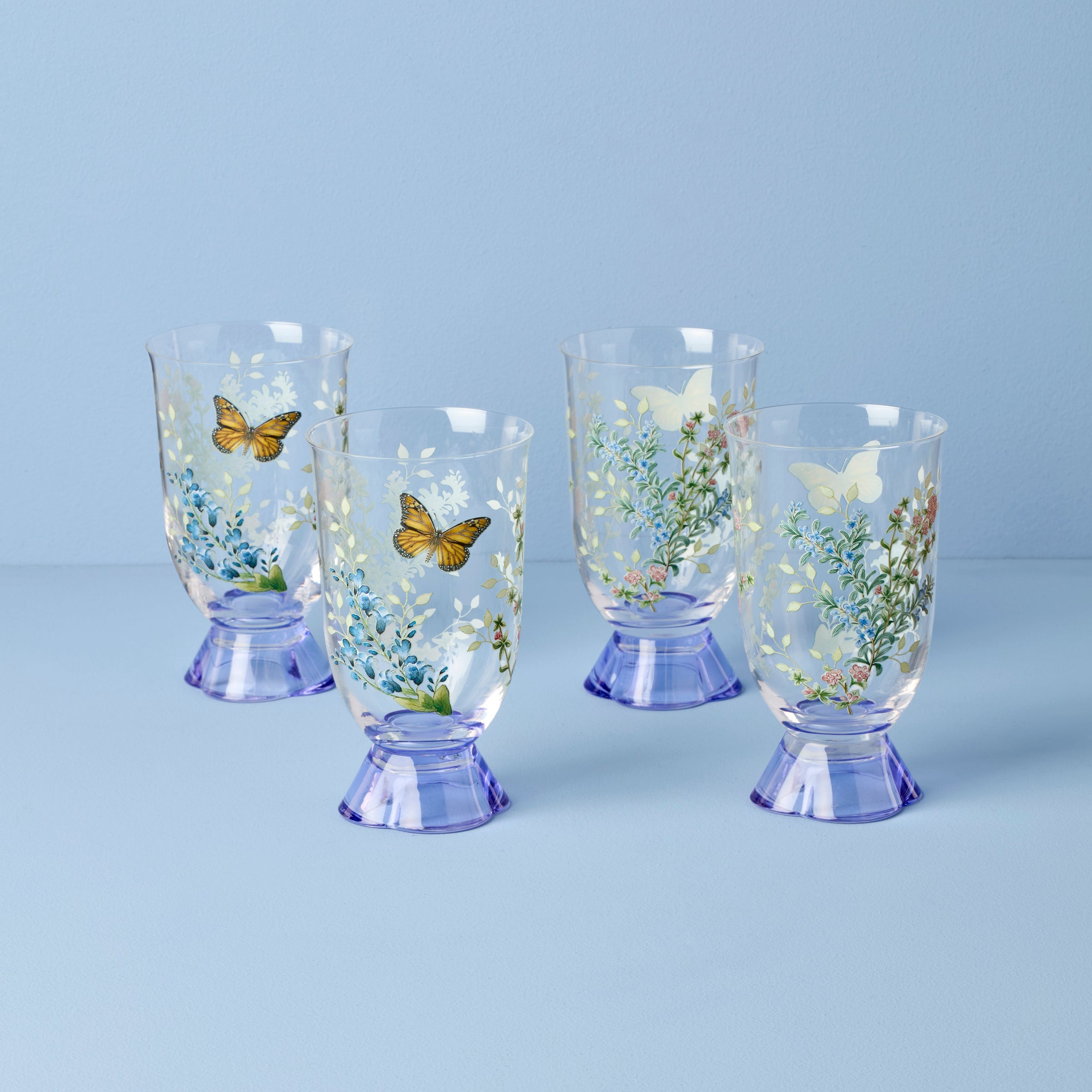 Butterfly Meadow Herbs Tall Tumblers - Set Of 4
