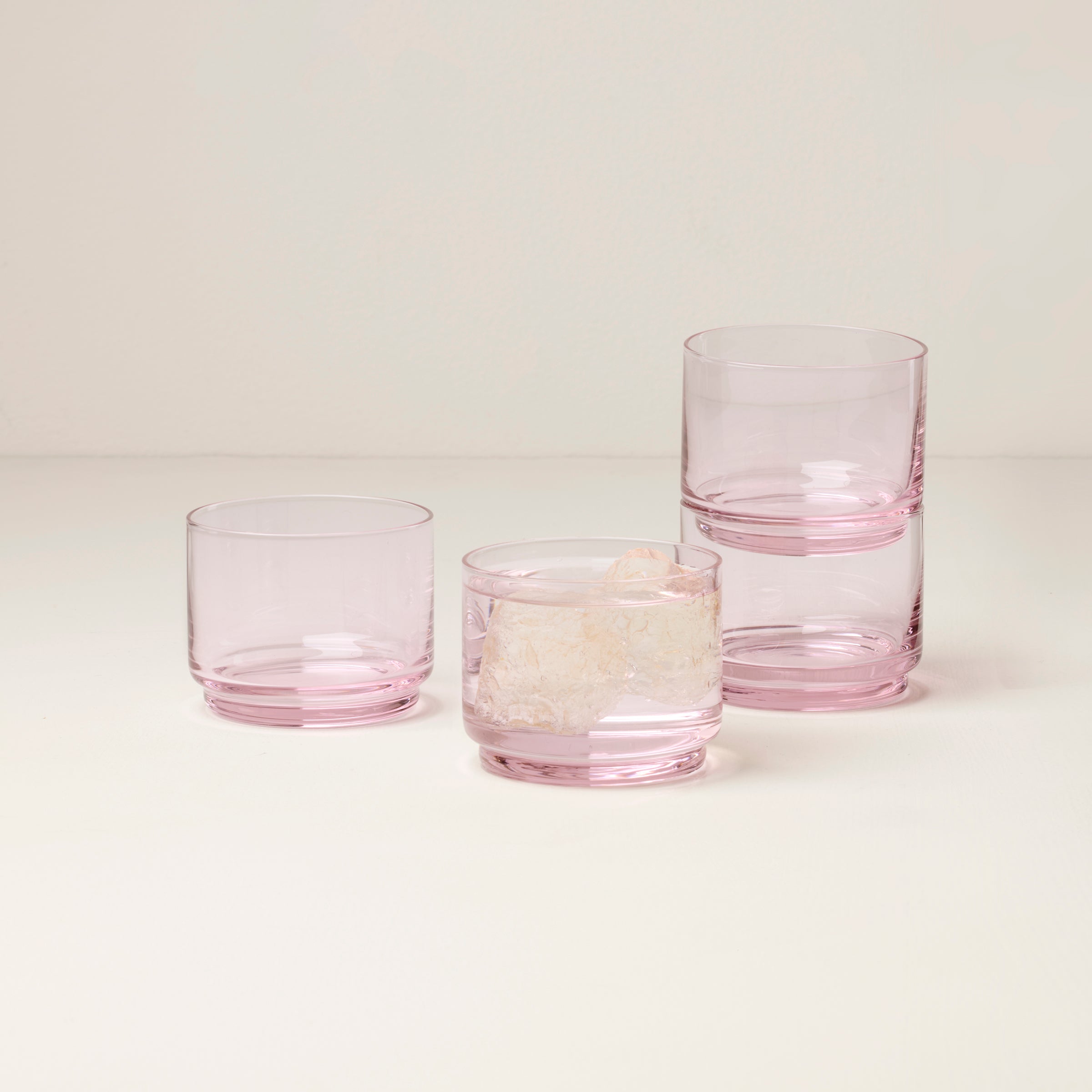 Tuscany Stackable Blush Short Glasses - Set Of 4