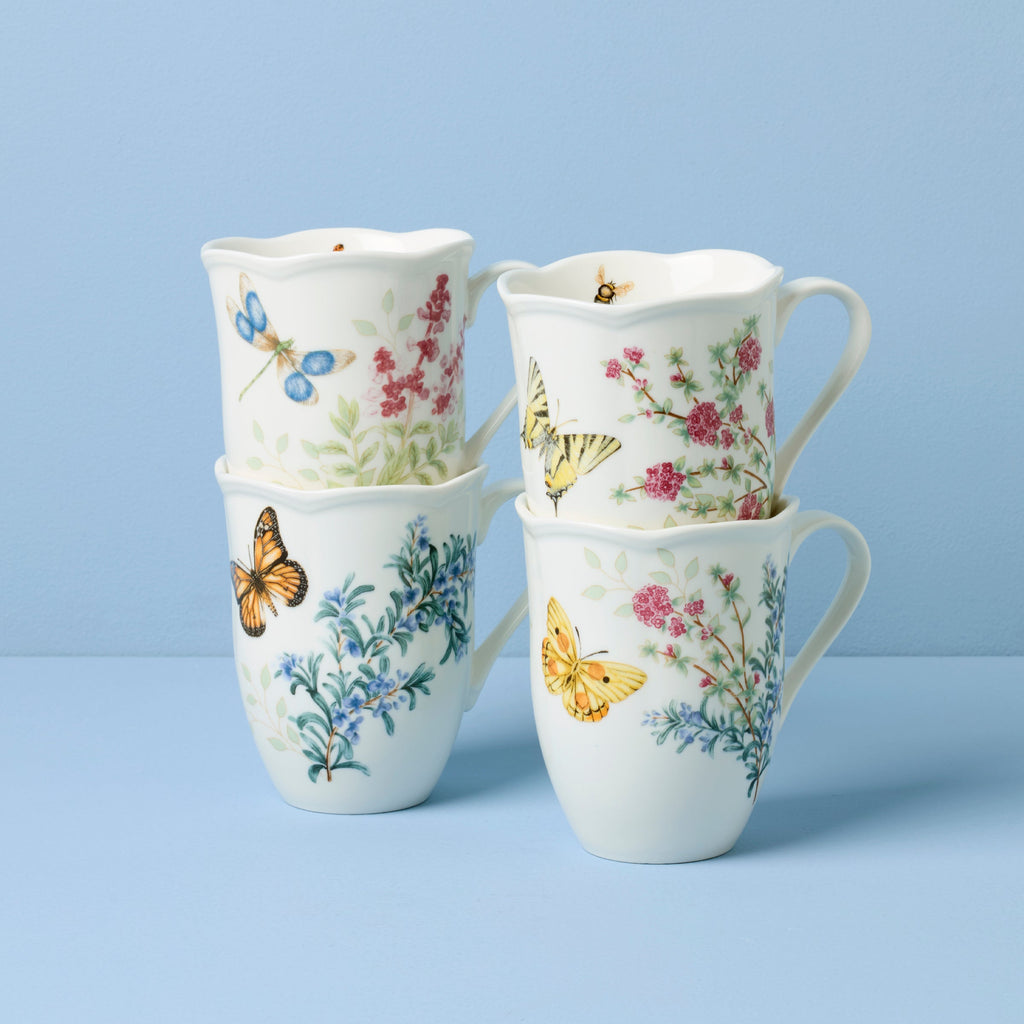 Butterfly Meadow Herbs Mugs - Set of 4