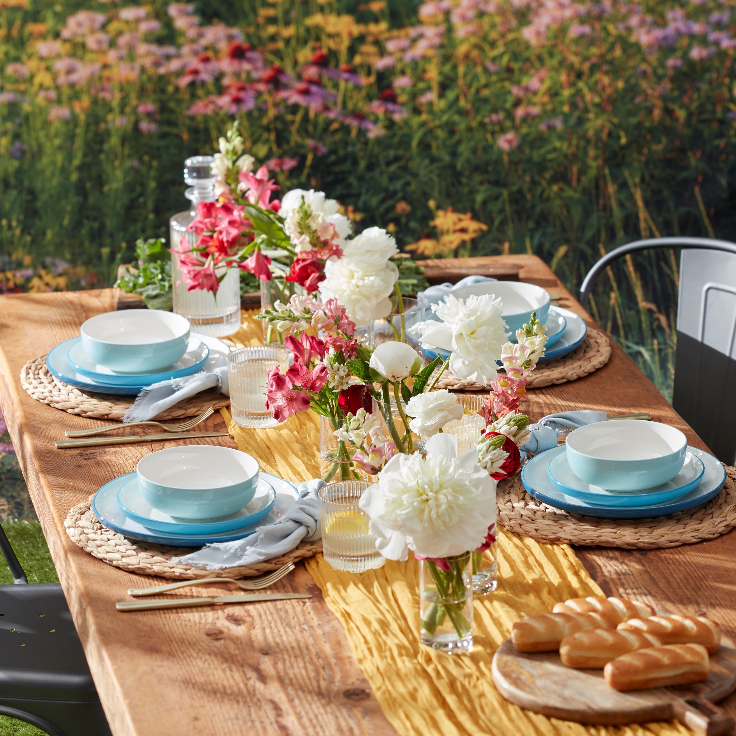 24 Seven Colors Turquoise 12-Piece Dinnerware Set