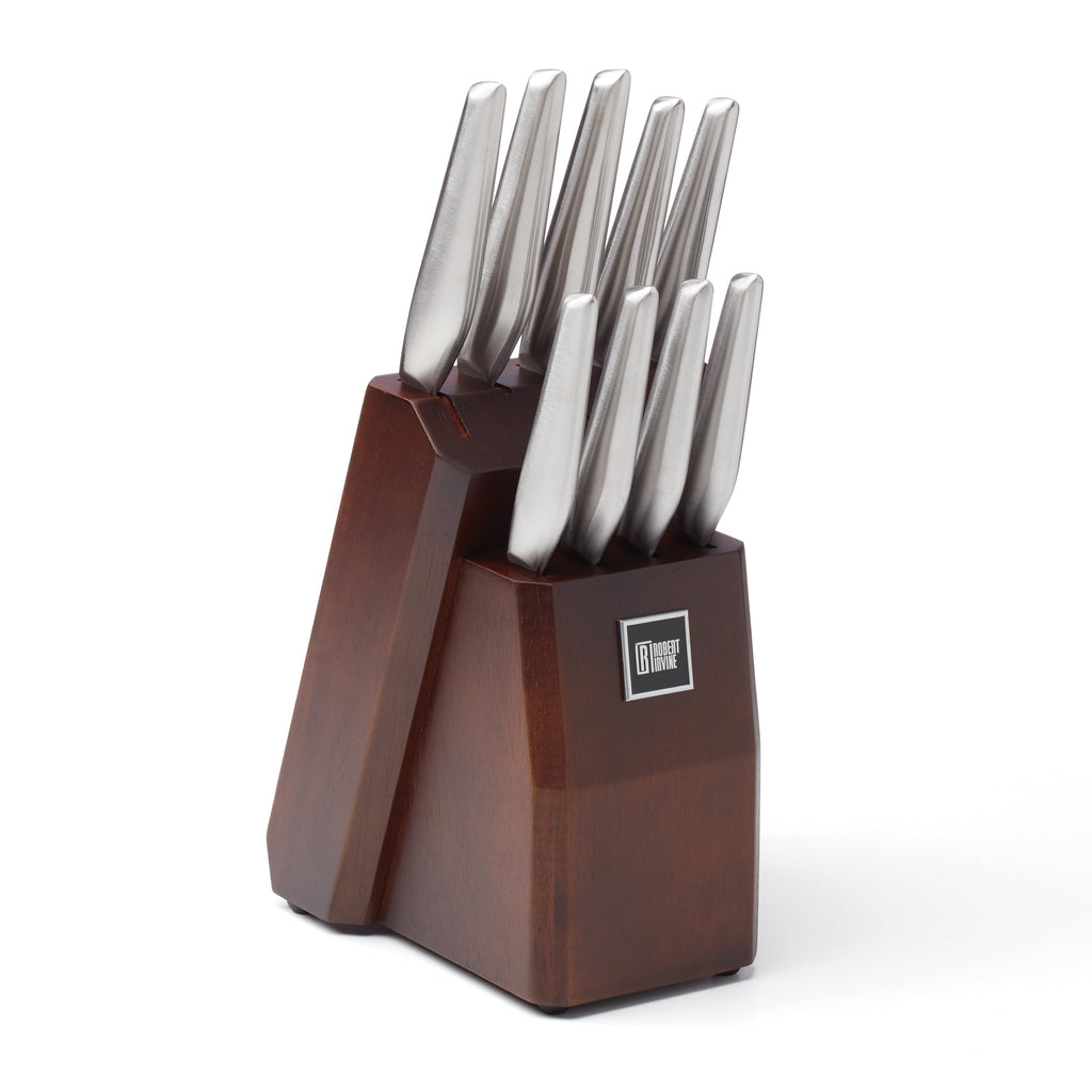 Robert Irvine 10 Piece Cutlery Block Set - Silver