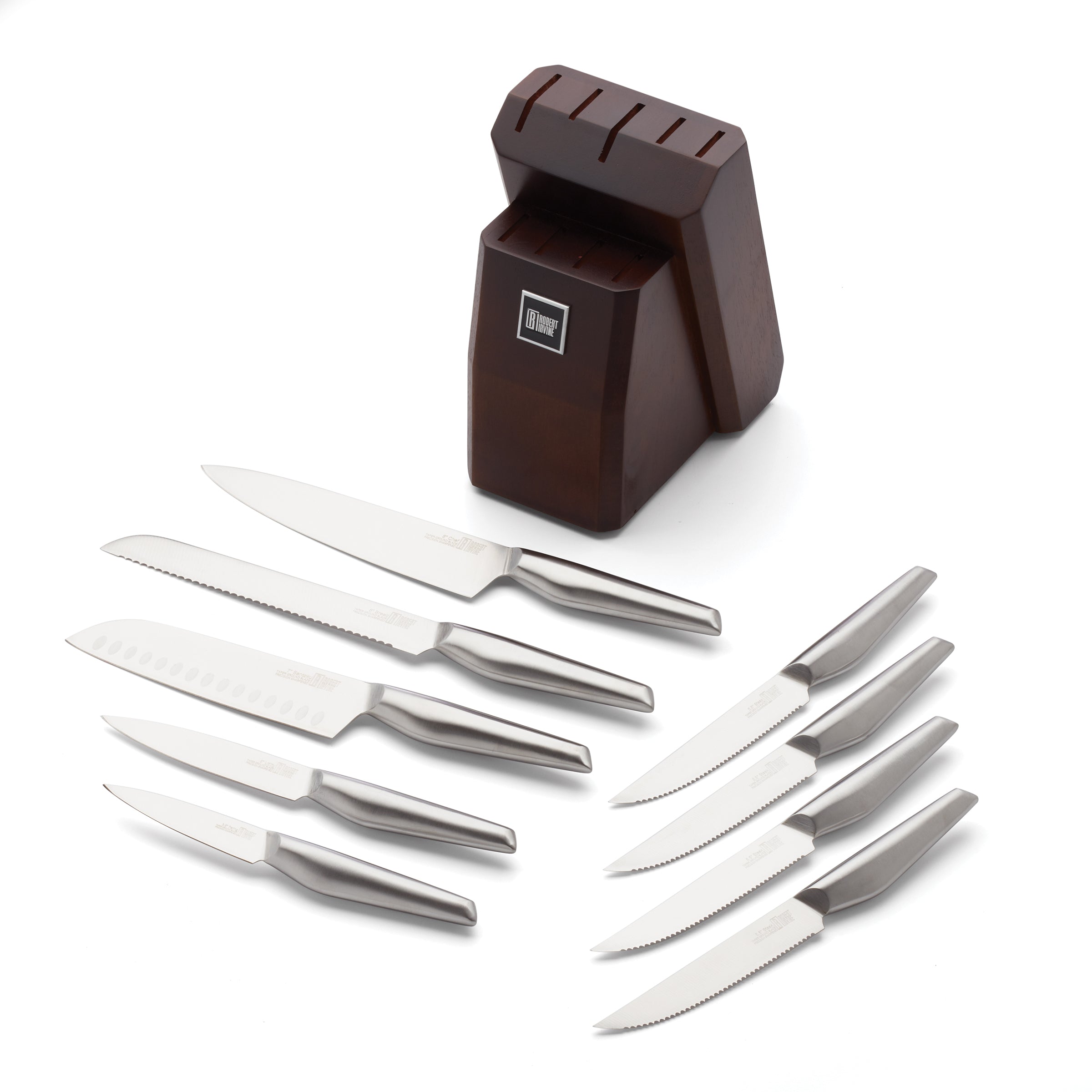 Robert Irvine 10 Piece Cutlery Block Set - Silver