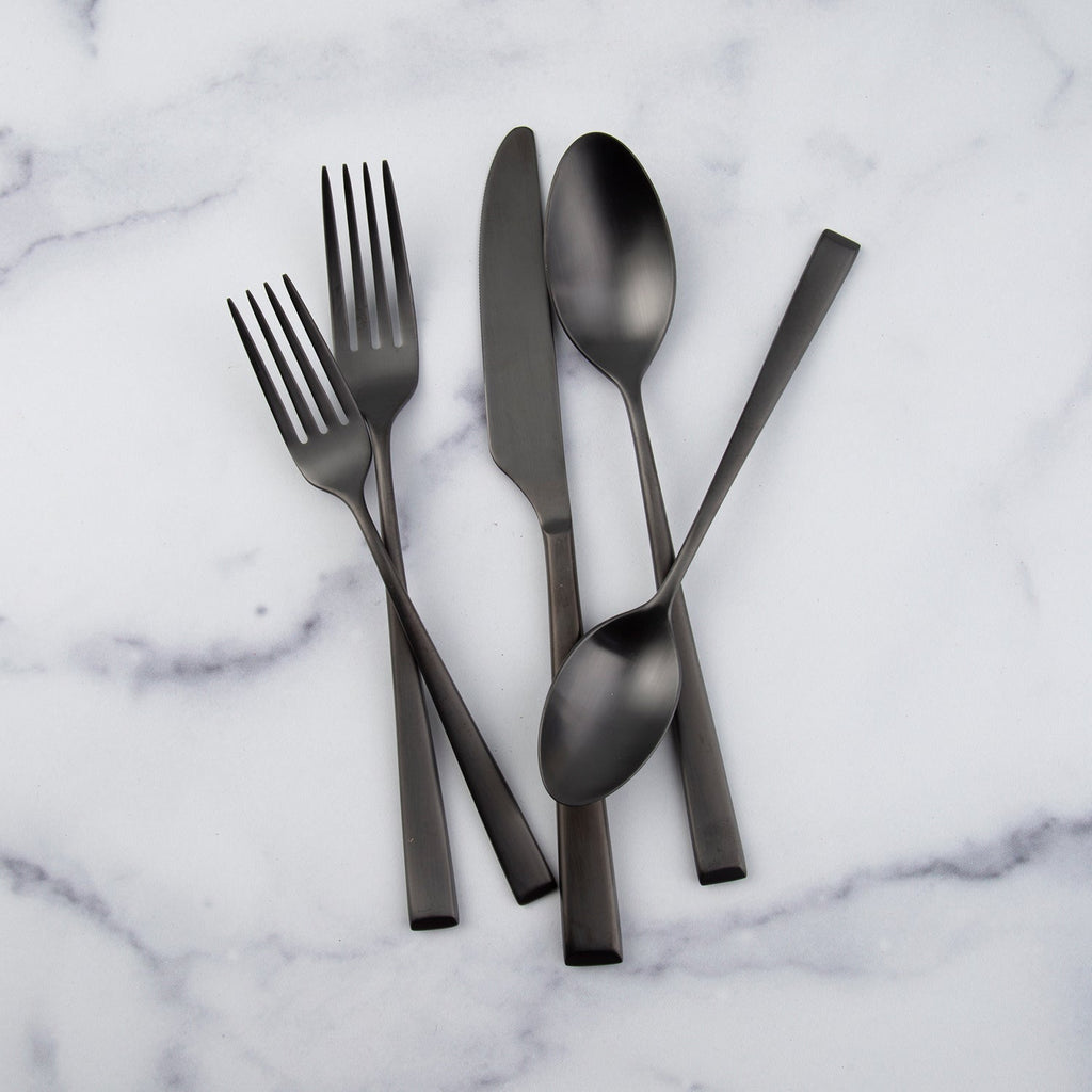 Marlise Black Satin 20 Piece Flatware Set