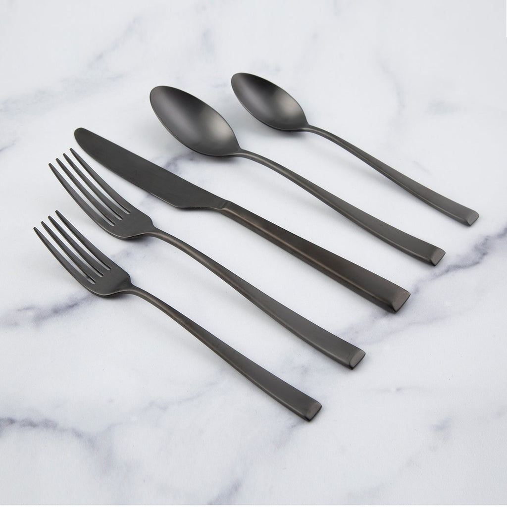 Marlise Black Satin 20 Piece Flatware Set