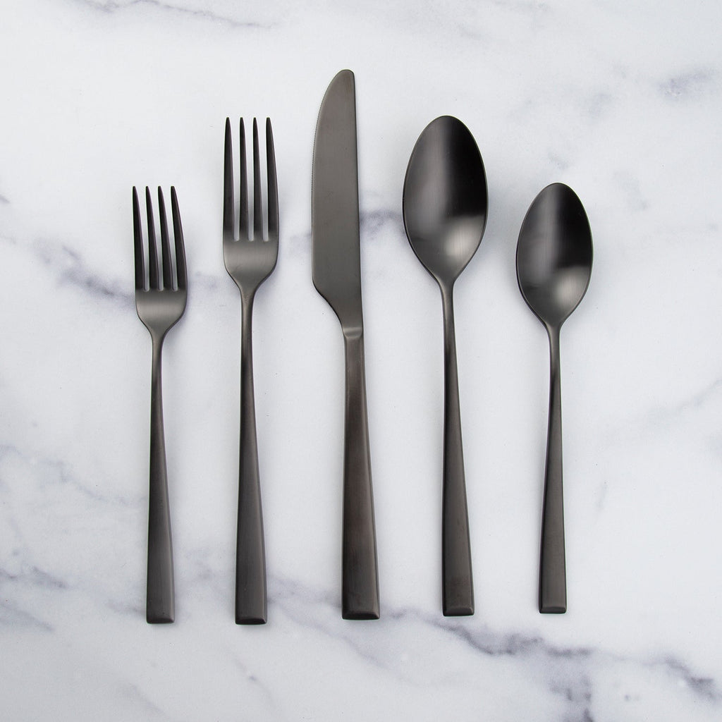 Marlise Black Satin 20 Piece Flatware Set