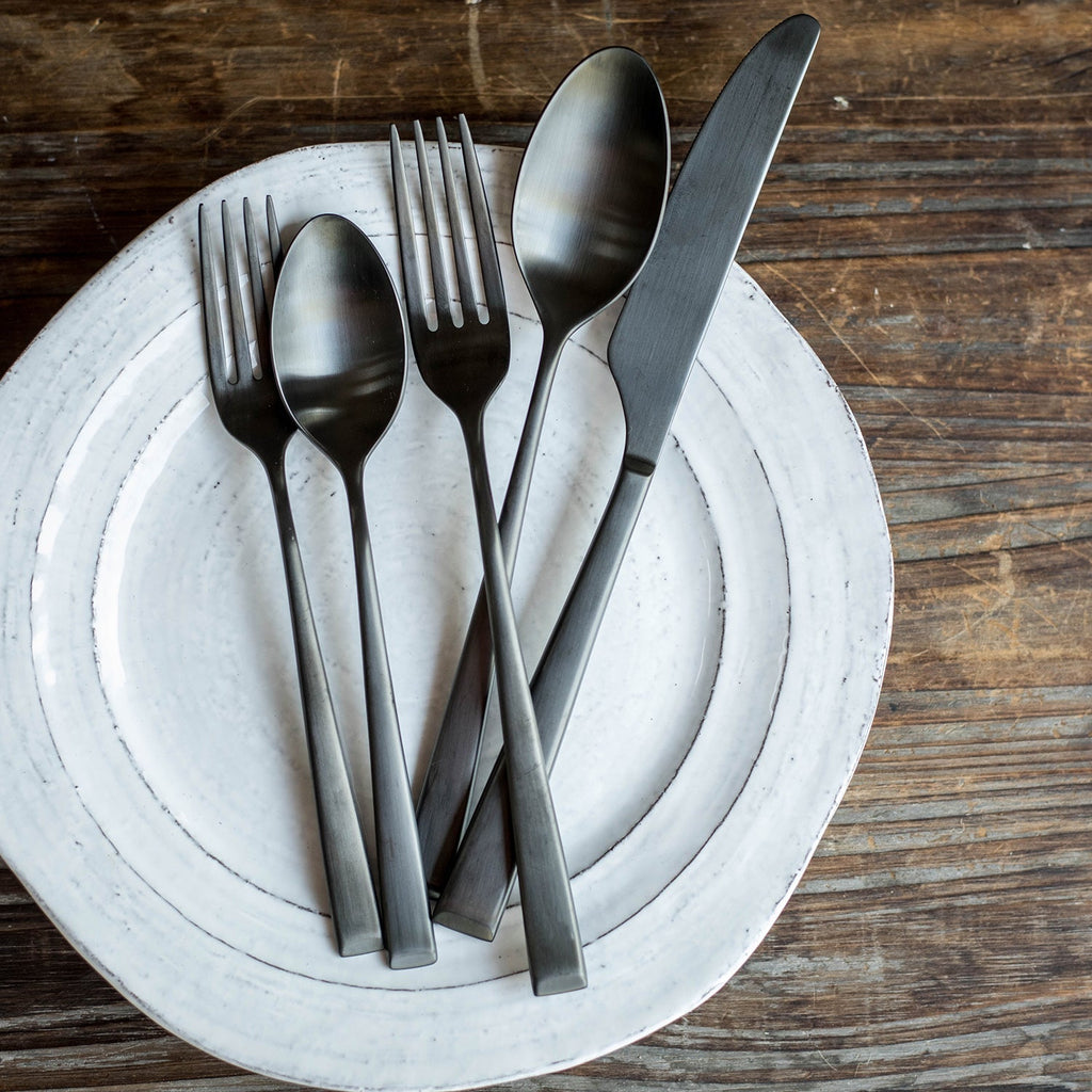 Marlise Black Satin 20 Piece Flatware Set