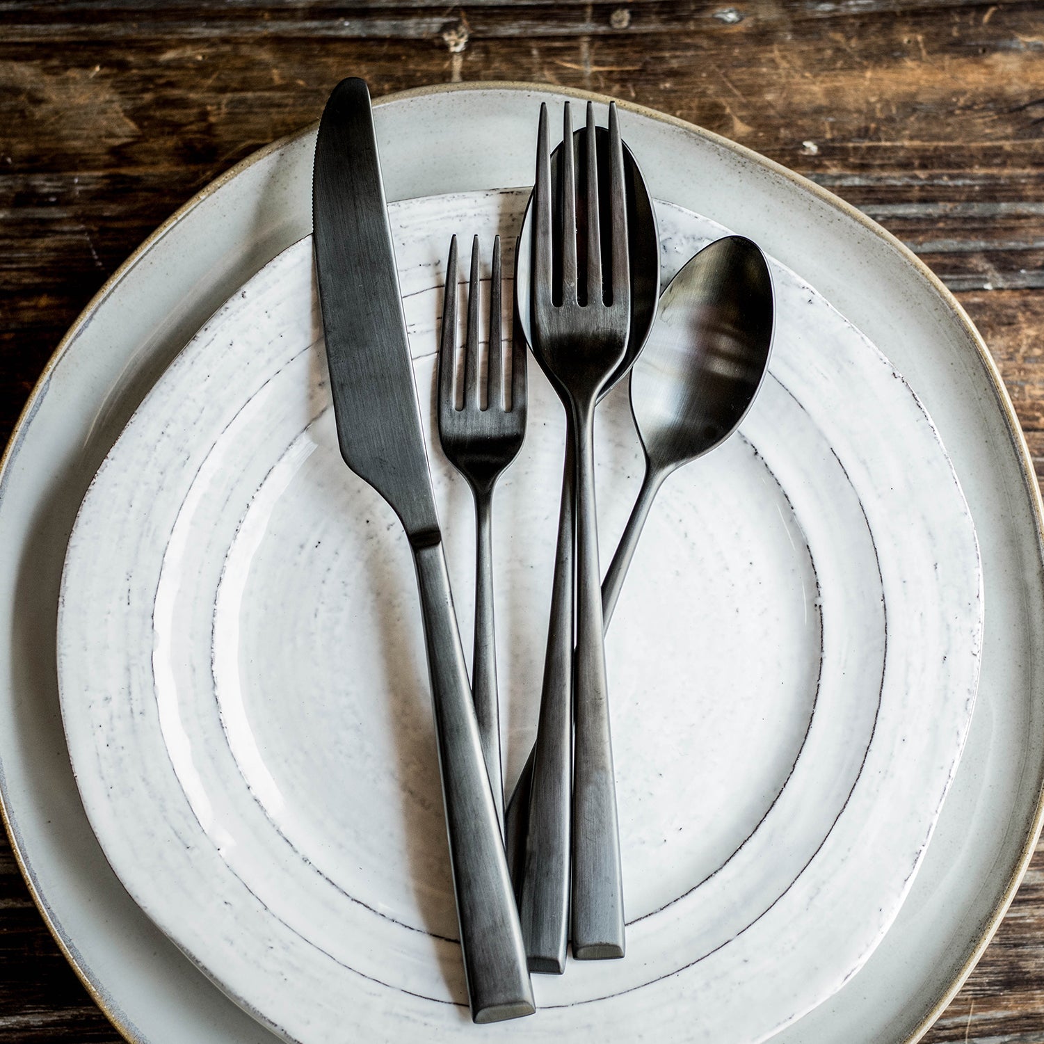 Marlise Black Satin 20 Piece Flatware Set