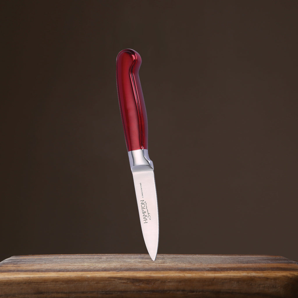 "Rorik Red 3.5"" Paring Knife with Clear Blade Guard"