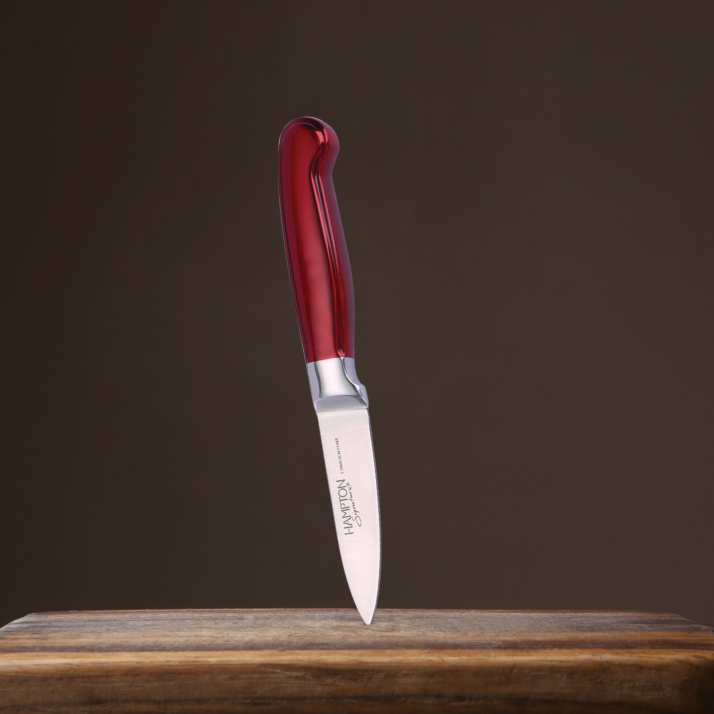 "Rorik Red 3.5"" Paring Knife with Clear Blade Guard"