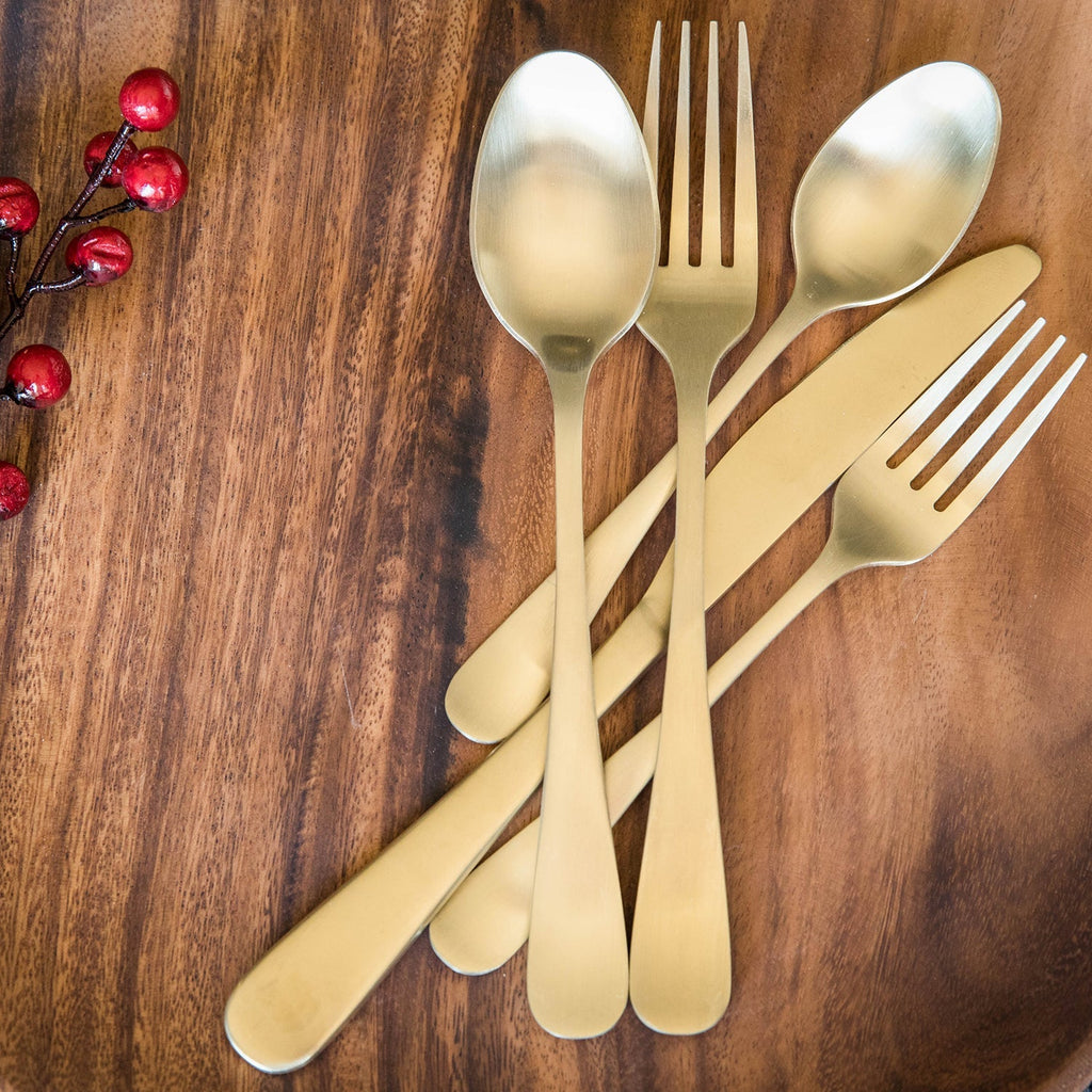 Rhiannon Champagne Satin 20 Piece Flatware Set