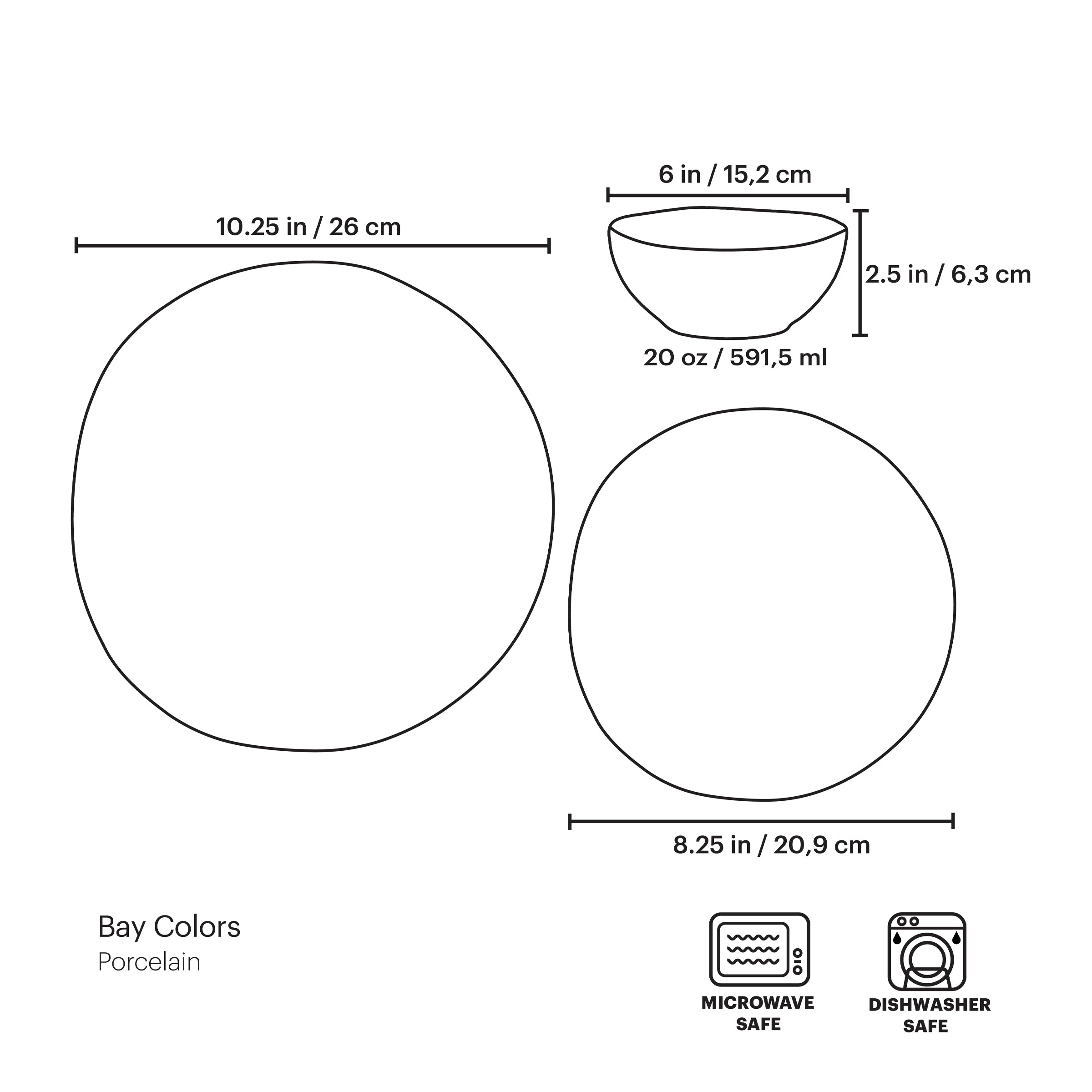 "Bay Colors 12-Piece Dinnerware Set, White"