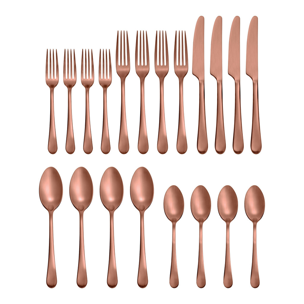 Mirabella Copper Titanium Satin 20 Piece Flatware Set
