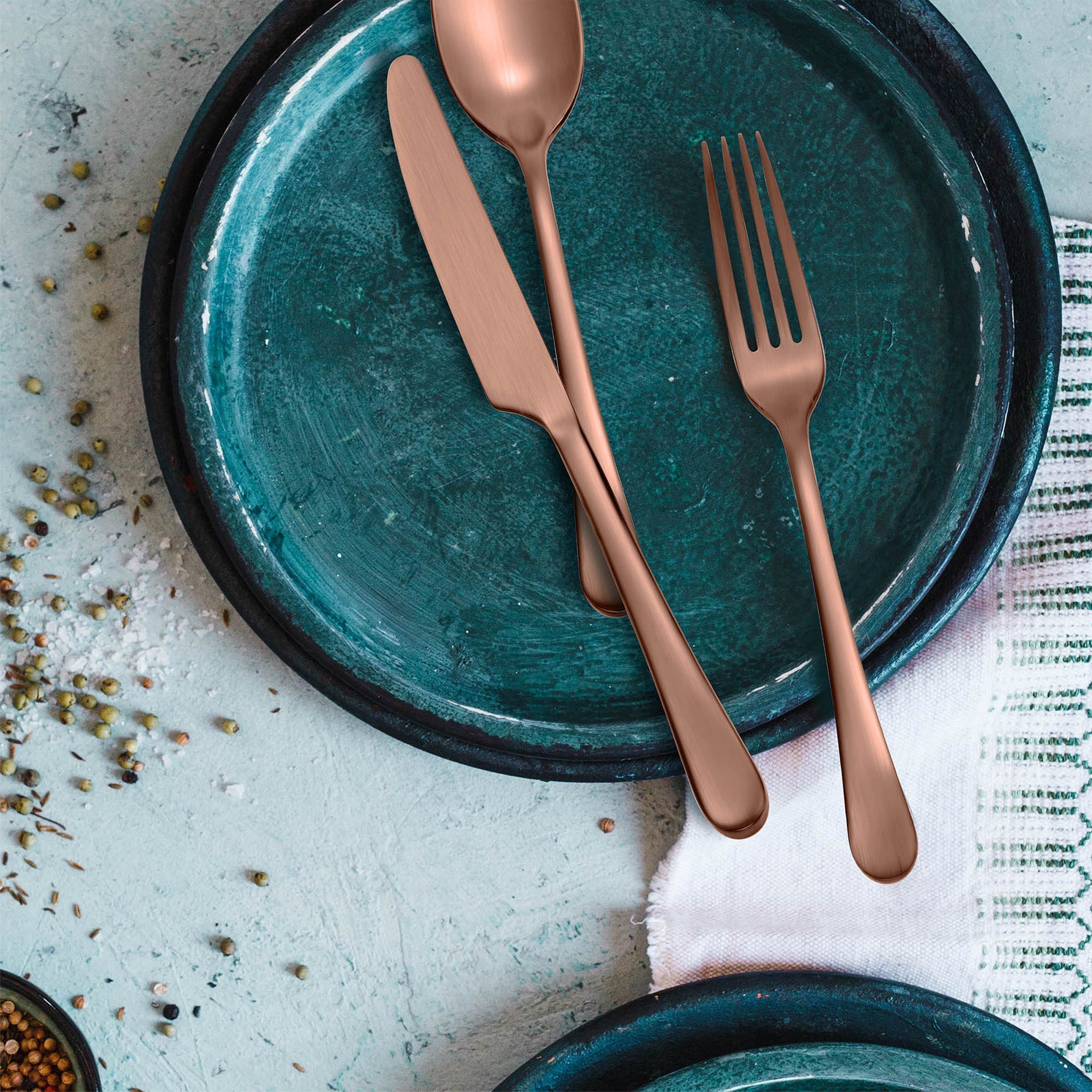 Mirabella Copper Titanium Satin 20 Piece Flatware Set