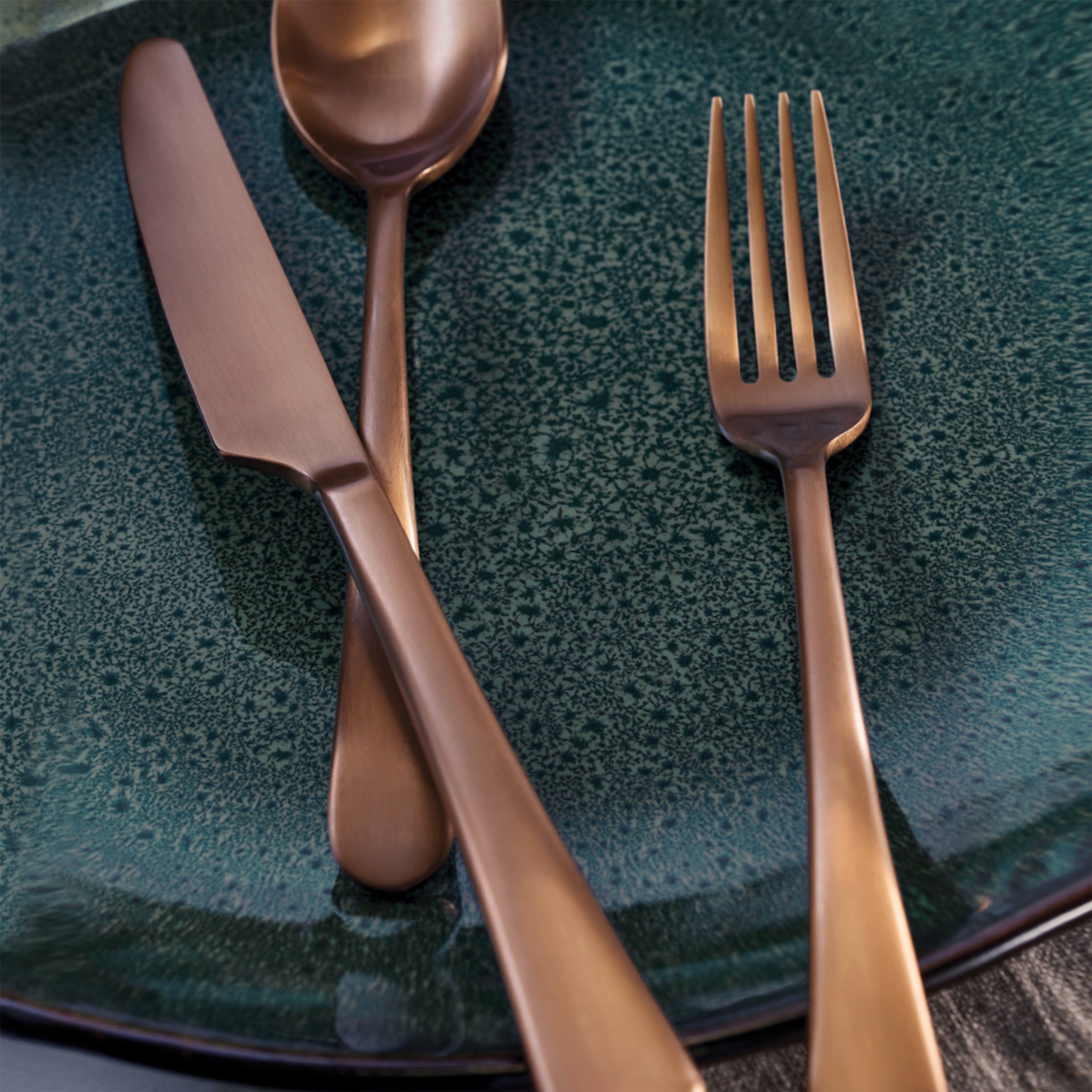 Mirabella Copper Titanium Satin 20 Piece Flatware Set