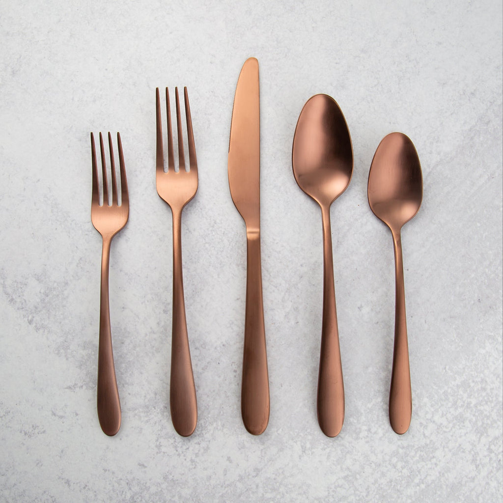 Poet Copper Satin 20 Piece Flatware Set